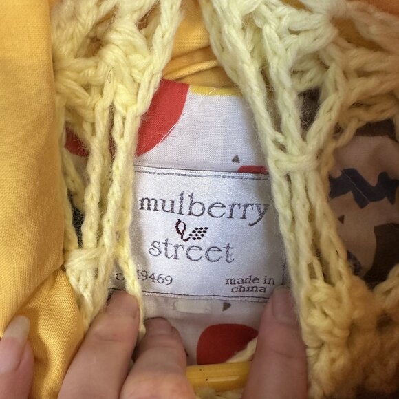 Vtg Mulberry Street Yellow Oversized Jacket Knit Accents Geometric 90s Womens - Picture 2 of 8